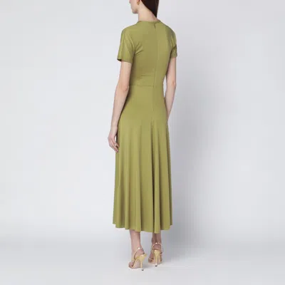 Victoria Beckham Gathered Waist Midi Dress With Knotted Detail In Green