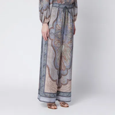 Zimmermann Wanderlust Paisley Relaxed Wide Leg Habutai Silk Drawstring Pants In Multi