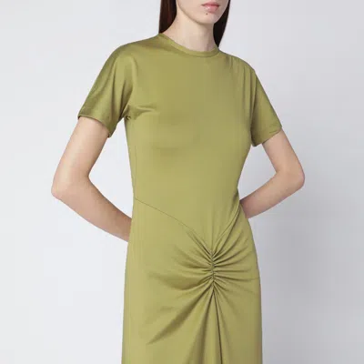 Victoria Beckham Gathered Waist Midi Dress With Knotted Detail In Green