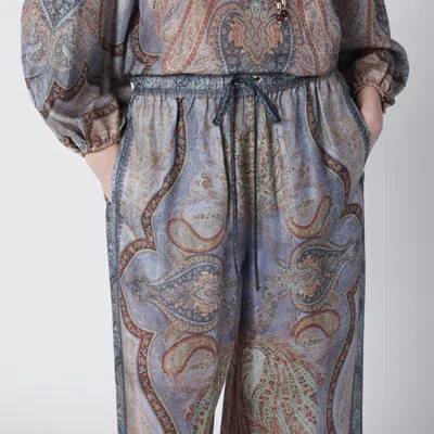 Zimmermann Wanderlust Paisley Relaxed Wide Leg Habutai Silk Drawstring Pants In Multi