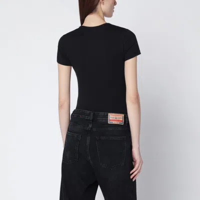 Diesel Black T-shirt With Metallic Oval D In Black