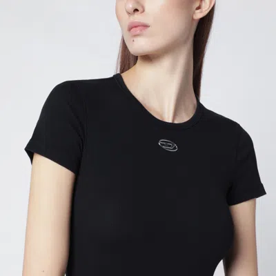 Diesel Black T-shirt With Metallic Oval D In Black