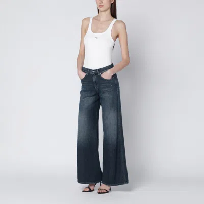 Diesel T-wife White Tank Top With Laser-cut Oval D In White