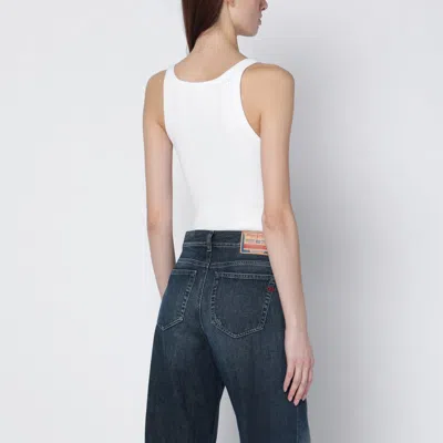 Diesel T-wife White Tank Top With Laser-cut Oval D In White