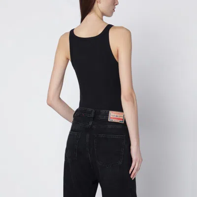Diesel T-wife Black Tank Top With Laser-cut Oval D In Black