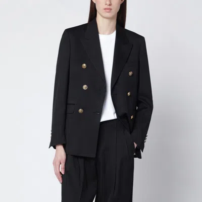 Golden Goose Black Double-breasted Wool Jacket In Black