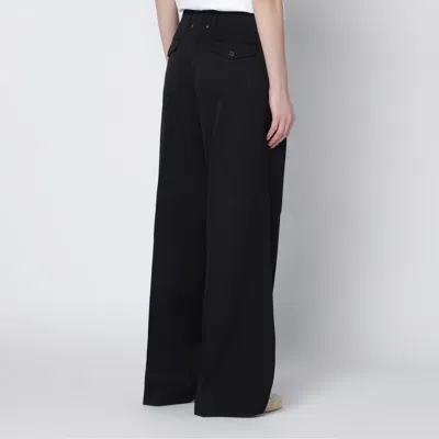 Golden Goose Wide Black Wool Trousers Women In Black