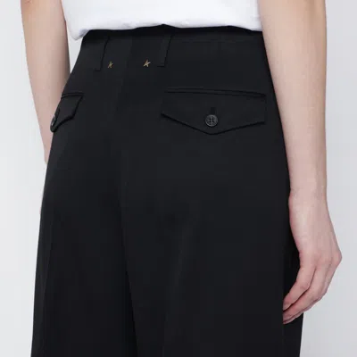 Golden Goose Wide Black Wool Trousers Women In Black