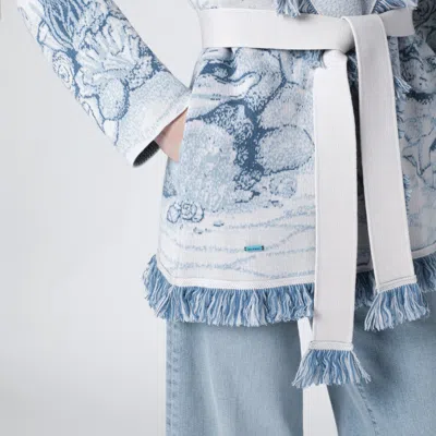 Alanui Deep In The Ocean Wool-blend Cardigan In Blue