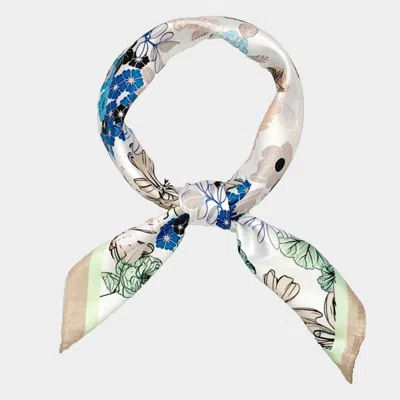 Truedames Earthy Floral Garden Printed Square Silky Satin Scarf In Multi