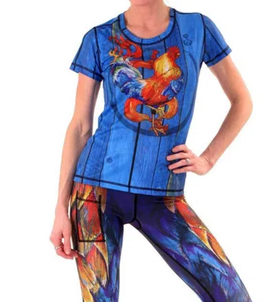 Inknburn Fire Rooster Tech Shirt In Blue In Blue