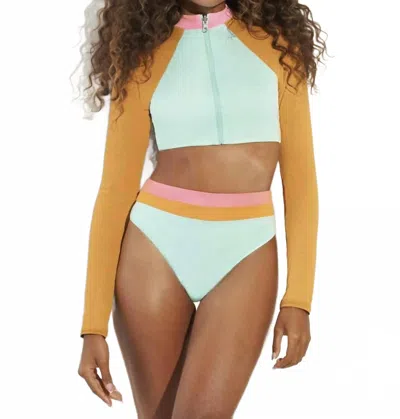 Maaji Golden Hour Lark Long Sleeve Top In Multicolor In Blue