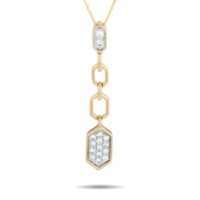 Lb Exclusive 14k Yellow Gold 0.25ct Diamond Hexagon Necklace Pn16342 In Gold