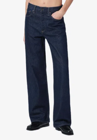 Agolde Harper Mid Rise Relaxed Straight Jeans In Reissue In Blue