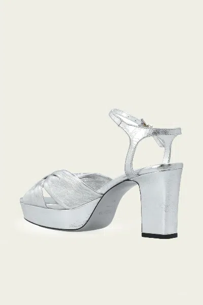 Jimmy Choo Heloise 80 Leather Platform Sandals In Metallic Silver In Silver