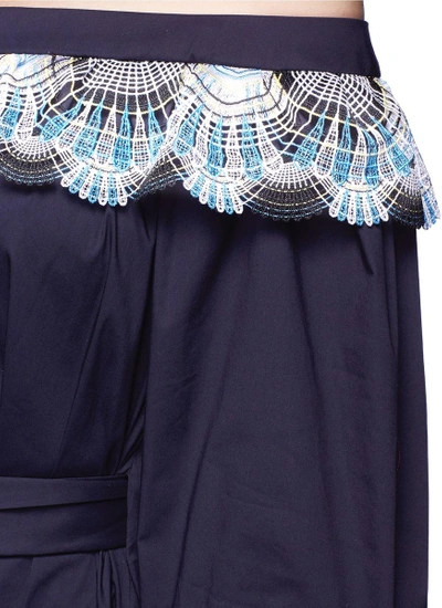 Shop Peter Pilotto Deco Lace Belted Off-shoulder Dress
