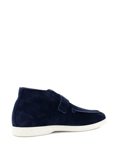 Ferragamo Suede Desert Boots In Blue