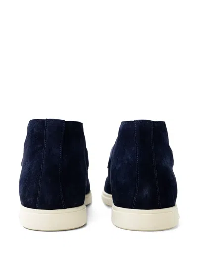 Ferragamo Suede Desert Boots In Blue