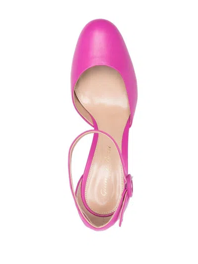 Gianvito Rossi Fendi Dark Brown Leather Fendi Ffold Pumps In Pink