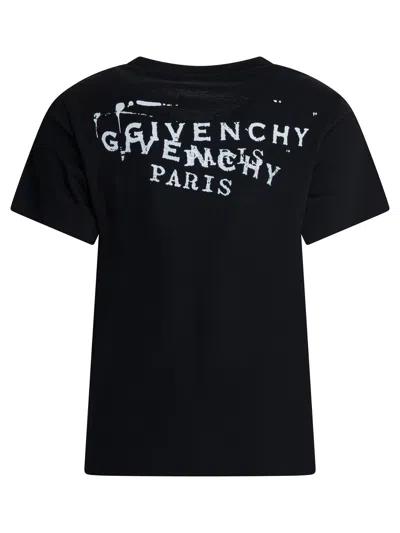 Givenchy Fitted Crew Neck Short Sleeve Top In Black