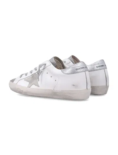 Golden Goose Super-star White And Silver Leather Womans Sneakers In Silver