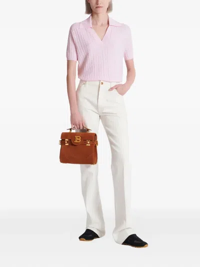 Balmain Monogram Knit Polo Top In Multi