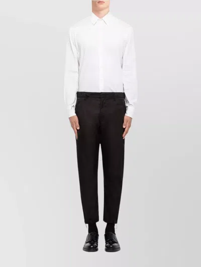 Prada Drawstring Hem Trousers Side Pockets In Black