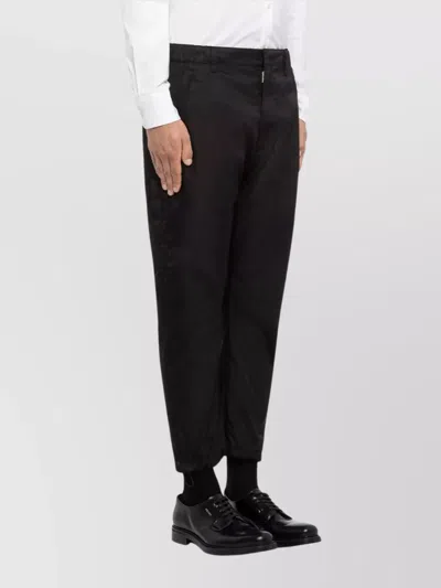 Prada Drawstring Hem Trousers Side Pockets In Black