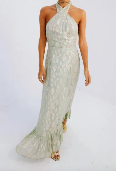 Never Fully Dressed Freya Jacquard Maxi Dress In Sage In Multi