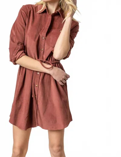 Lilla P Corduroy Shirt Dress In Brown In Brown
