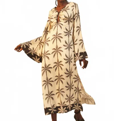 La Maise Abena Midi Dress In Black White Tropical In Multi