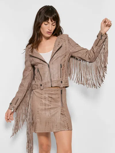 As By Df One Love Fringe Moto Jacket In Brown
