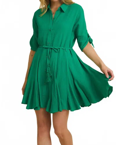 Gilli Kelli Button Mini Dress In Green In Green