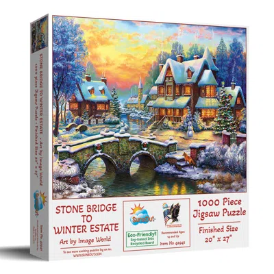 Sunsout Stone Bridge To Winter Estate 1000 Piece Jigsaw Puzzle For Adults Christmas In Multi