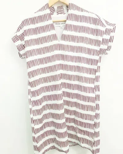 Brooke Wright Women's Nancy Dress In Maroon Ticking In Neutral