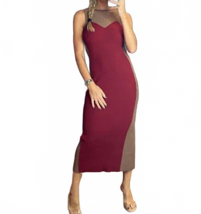 Aurora Odalys Knit Dress In Nude/red In Brown