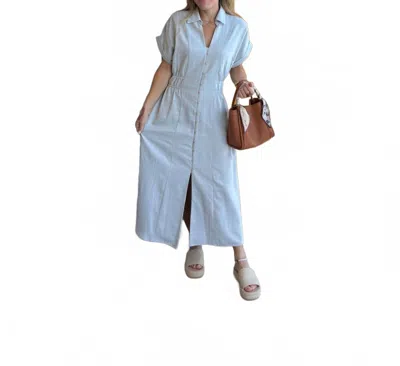 Hem & Thread Quinn Button Down Dress In Light Blue In Blue