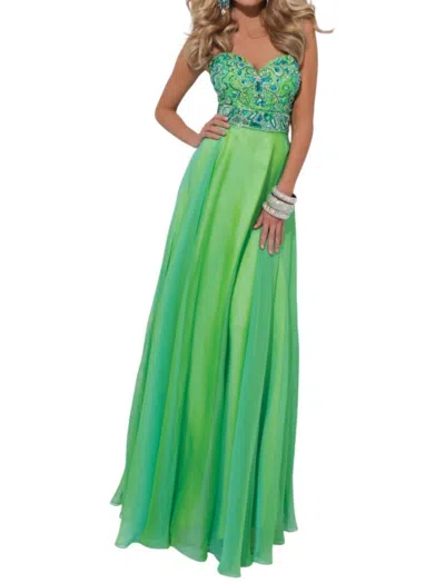 Tony Bowls Two Tone Chiffon Strapless Gown In Green In Green