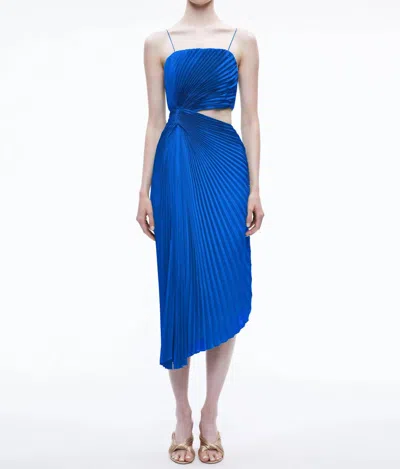 Alice And Olivia Fayeth Spaghetti Strap Midi Dress In Sapphire In Blue