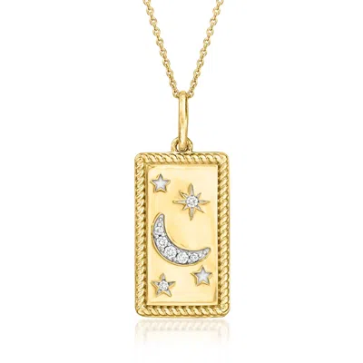 Ross-simons Lab-grown Diamond Moon And Star Pendant Necklace In 18kt Gold Over Sterling In Gray