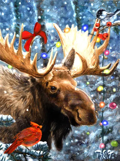 Sunsout Cardinal Moose 1000 Piece Jigsaw Puzzle For Adults Christmas In Multi