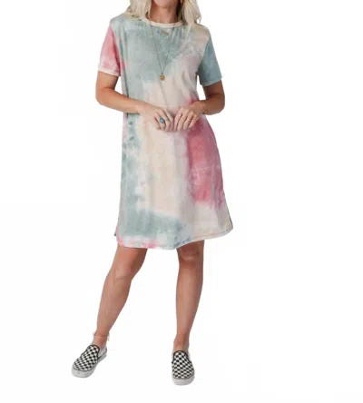 Three Bird Nest On The Daily Oversized Slit Tee Mini Dress In Tie Dye In Multi