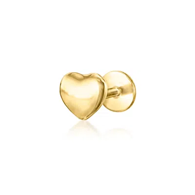 Rs Pure By Ross-simons 14kt Yellow Gold Single Heart Flat-back Stud Earring In Gold