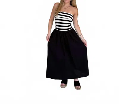 Idem Ditto City Chic Contrast Midi Dress In Black/white In Black