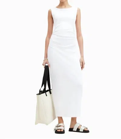 Allsaints Katarina Boat Neck Slim Fit Dress In Optic White In White