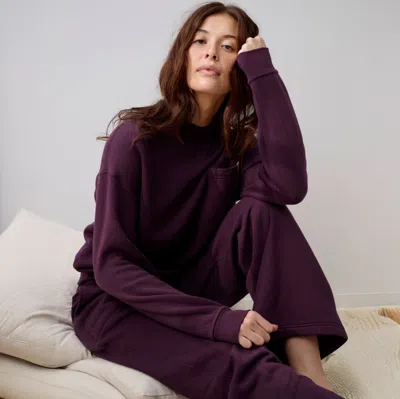 Lunya Silksweats Midweight Reversible Crew Neck Sweatshirt In Purple