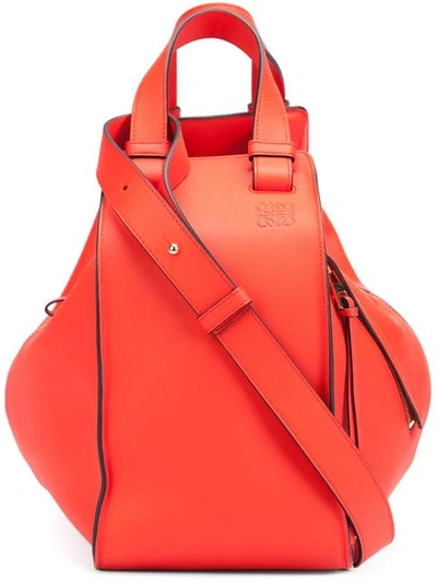 Loewe Hammock Small Textured-leather Shoulder Bag In Red