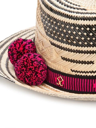 Shop Yosuzi Pompom Detail Hat In Black