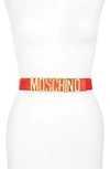 MOSCHINO LOGO PLATE LEATHER BELT,A8024 8003 0555