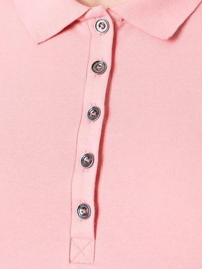Shop Burberry Check Trim Stretch Cotton Piqué Polo Shirt In Pink